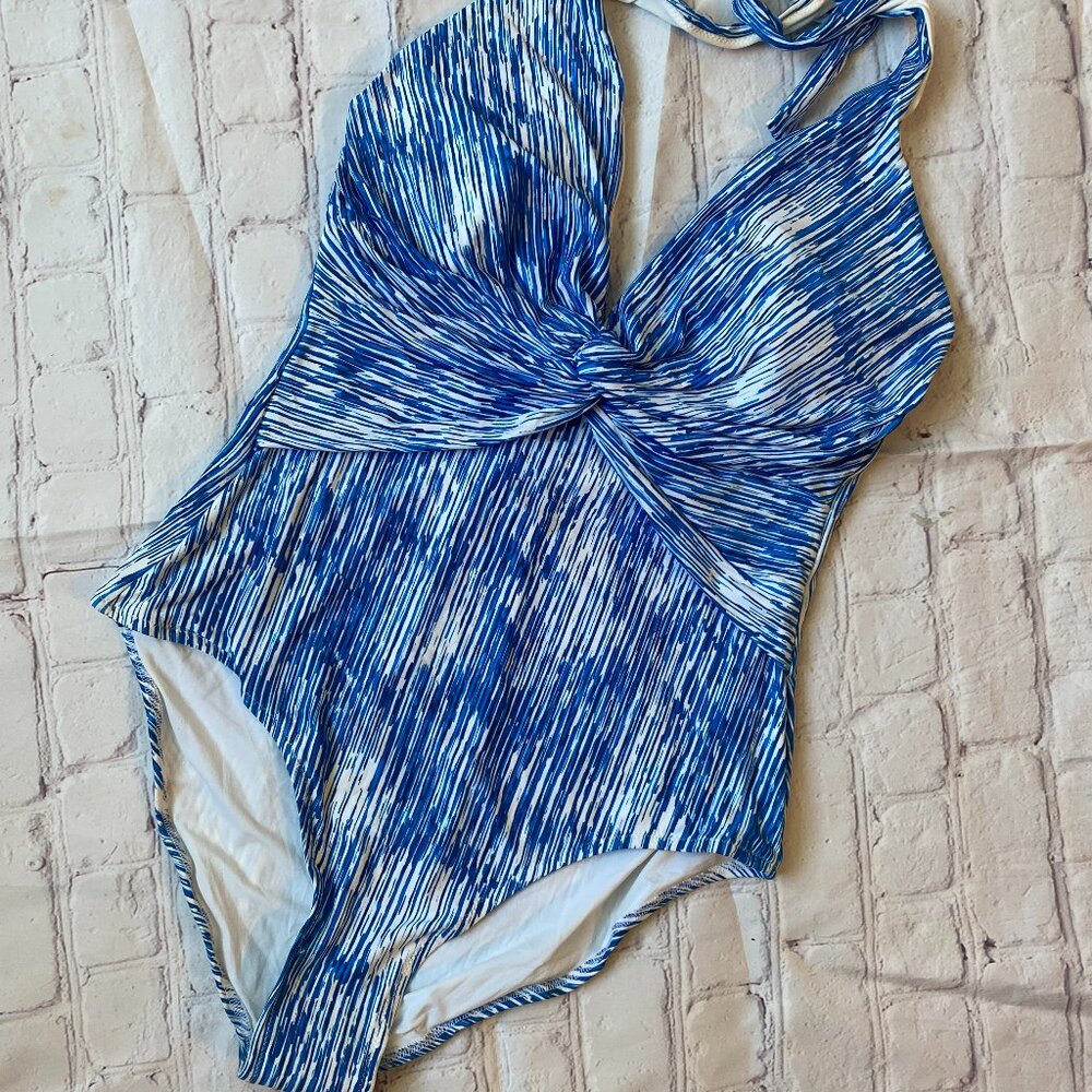 NWT Melissa Odabash Womens Zanzibar One Piece Swimsuit Aqua 46